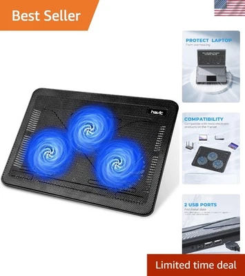 15.6"-17" Laptop Cooler Cooling Pad - Slim Portable USB Powered 3 Fans, Black... - Image 1 of 4