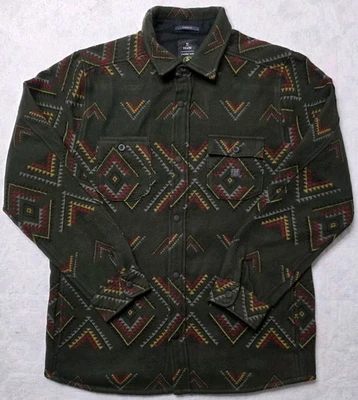 Roark Mens Andes Manawa Tapu Green Tribal Heavy Flannel Shacket Sz L - Image 1 of 4
