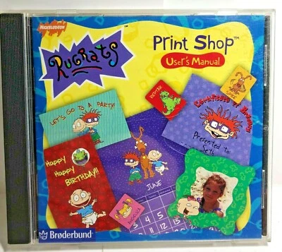 Broderbund Nickelodeon Rugrats Print Shop CD & Users Manual Windows PC Vintage  - Image 1 of 3