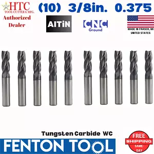 (10) NUOVO 3/8" HTC CARBURO FINE MULINO rivestimento AlTiN quadrato 4 flauti .375 USA lotto - Foto 1 di 11