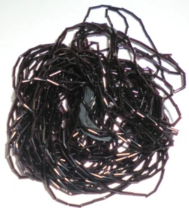 Antique Vintage Tiny Micro MACO Clear Dark Purple Glass Bugle Beads Czech - Picture 1 of 4
