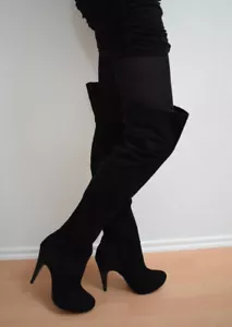 Heiße TOPSHOP Plateau High Heel Overknee Stiefel Gr. 39 echtes Nubuk Leder - Bild 1 von 10