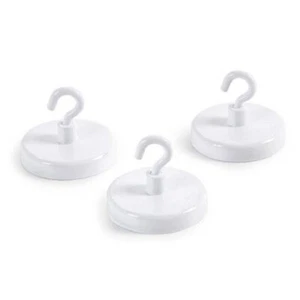 Set of 3 Neodymium Magnetic WREATH DOOR HANGER HOOKS Holds 5 Pounds White - Picture 1 of 1