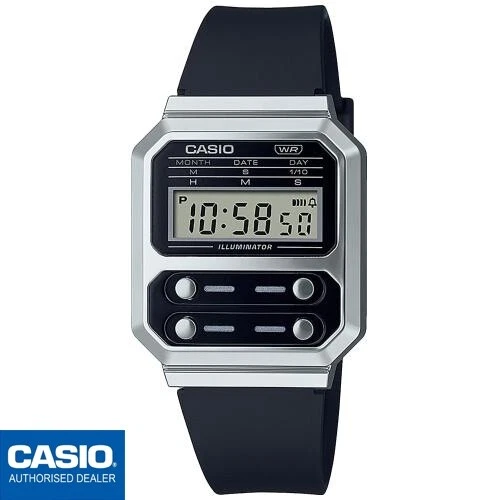 CASIO A100WEF-1AEF⎪A100WEF-1A⎪Original⎪Vintage EDGY⎪Negro⎪ALIEN WATCH F-100 - Imagen 1 de 4