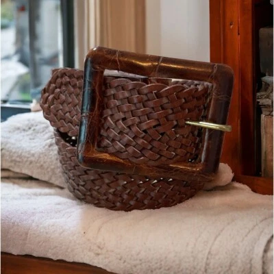 ZELE Vintage Handbraided Women’s Woven Brown Belt Size M 30” - Image 1 of 4