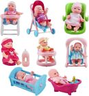 Deao Set Of 8 Mini 5" Baby Dolls With Accessories Including Stroller, Bathtub,
