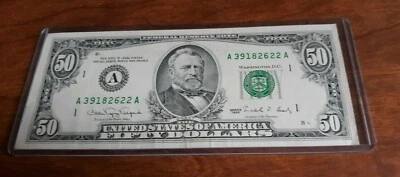 1990 USD $50 FIFTY DOLLAR FEDERAL RESERVE NOTE | ERROR BLEED THRU FROM BACK - Image 1 of 2