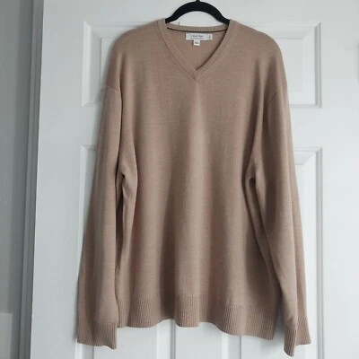 Calvin Klein Men's Size XL Pullover V-Neck Sweater Extra Fine Merino Wool - Image 1 of 4