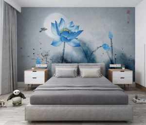 3D Blue Lotus Bud 46473NA Wallpaper Wall Murals Removable Wallpaper Fay - Picture 1 of 11