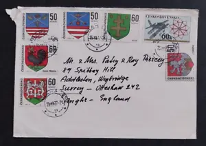 CZECHOSLOVAKIA TO UK ENVELOPE COVER STAMPS 1972 - Picture 1 of 2