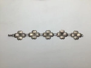 Brazalete de trébol irlandés vintage de plata de ley de cinco hojas - Imagen 1 de 9