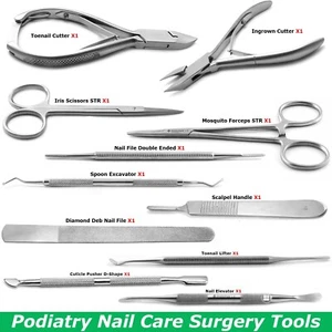 11 Pcs Toenail Removal Surgery Set Stainless Surgical Podiatry Instruments Kit - Picture 1 of 13
