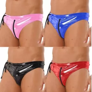 Costume pantaloncino uomo intimo slip morbido mutandine cerniera pelle verniciata perizoma - Foto 1 di 58