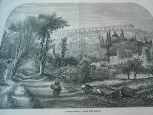 Gravure 1861 - paysage Aqueduc de Marly - Picture 1 of 1
