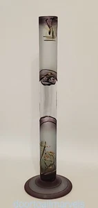 Vintage Transylvania Vase Blown Glass Single Stem Hand Painted Free Form Signed - Picture 1 of 12