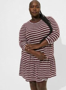 Torrid superweiches Plüsch Langarm Rüschen Schlaf Lounge Kleid gestreift Gr. 14/16 - Bild 1 von 14