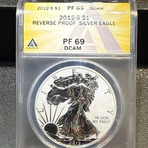 2012 S REVERSE PROOF SILVER EAGLE ANACS PF69DCAM - Picture 1 of 6