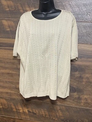 Camisa Mountain Lake II para mujer 2X suéter tostado tejido corto cuello en V blusa informal Foto 1 de 4