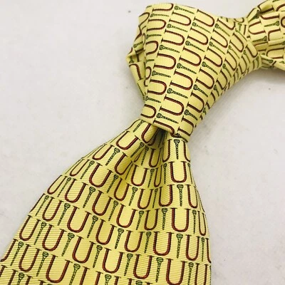 Corbata de herradura vintage Peter Blair 100 % seda amarilla vibrante usada en excelente estado Foto 1 de 4