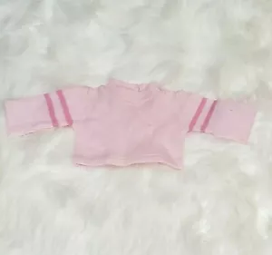 Vintage Knitted Pink Baby Doll Sweater fit 14" - 22" Dolls Dark Pink Stripes - Picture 1 of 7