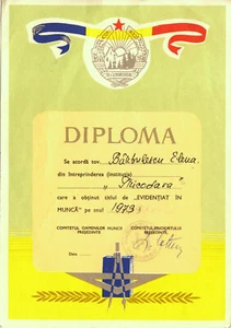 Romania, 1973, Communist Propaganda Diploma - Frontworker, RSR - Picture 1 of 1
