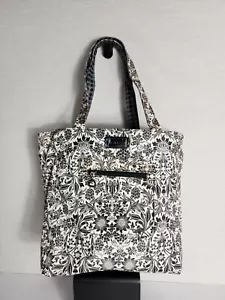 Bella Russo Reversible Tote Bag Black/White Floral & Polka Dot Zip Pocket New - Picture 1 of 8