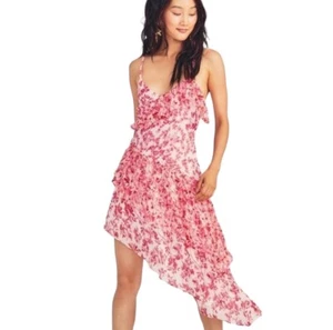 NWT LoveShackFancy Newport Silk High-Low Midi Dress Campfire Breeze 100% Silk - Picture 1 of 13