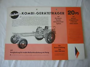 altes original Traktor Prospekt - Eicher Kombi Geräteträger 20 PS Schlepper - Bild 1 von 2