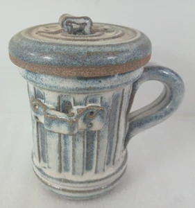Trash Garbage Can Mug Stoneware Coffee Cup Redware Pottery Pandemonium Display - Picture 1 of 8