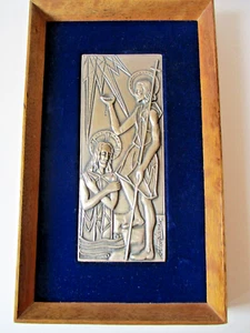 Ottaviani quadro battesimo di Cristo incisione su lastra argento 925 anni '70 - Foto 1 di 7