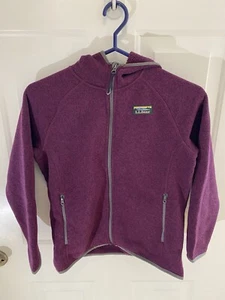 LL BEAN Kids 10-12 Hooded Full Zip Fleece Plum Grape New W/ Tags - Picture 1 of 3