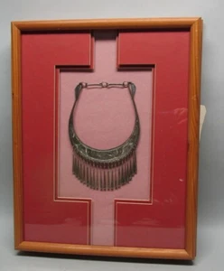 Antique Engraved CHINESE MIAO Silver Necklace in Shadowbox Frame  Bird Motif - Picture 1 of 9