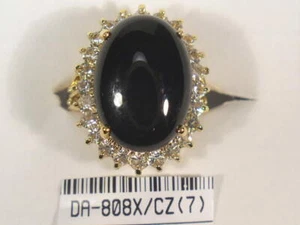 # 3 Pc's LOT ONYX RINGS VINTAGE SIMULATED DIAMOND CUBIC ZIRCONIUM 808X - Picture 1 of 4