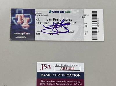 Joe Musgrove Signed No Hitter Ticket Stub 4/9/21 Rangers Padres Auto JSA COA - Image 1 of 2