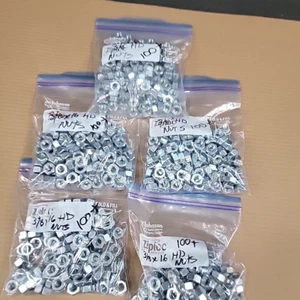 (500+) 3/8-16 Hex Nuts Zinc Plated Grade 2 Steel Heavy Duty Contractor Lot Set - Picture 1 of 5