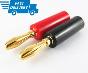 50pcs Banana Plug Gold Plated Speaker Cable Connector Black&Red Screw Connector - Picture 1 of 4