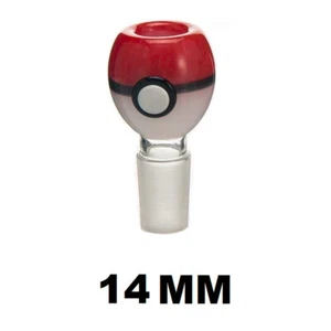 Hookah Replacement 14mm Red White Pokémon Pokeball Male Glass Bowl Piece Slide - Picture 1 of 4