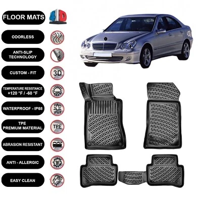 Alfombrillas forro para Mercedes Benz Clase C W203 (2000-2007) moldeadas en 3D 4 un. Foto 1 de 4