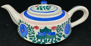 Blue Red Bands Floral Teapot Tea Pot Persian Ware Made Germany Flowers Antique - Picture 1 of 7
