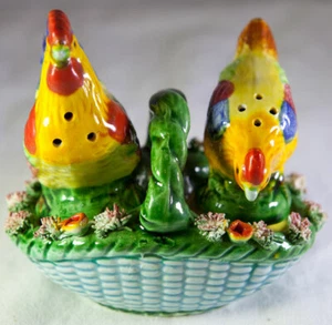 VINTAGE Hen & Rooster CERAMIC Salt & Pepper Shaker 1950's - NOS - Japan - Picture 1 of 3