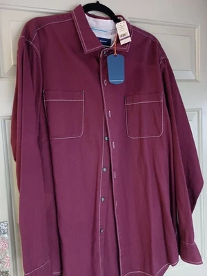 Camisa TOMMY BAHAMA Hombres Franela Vidrio Mar Acogedora Talla XXL Claret Envejecido NUEVA Foto 1 de 4