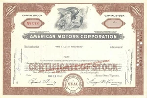 American Motors Corporation - 1950s-70s dated Automotive Stock Certificate - F - Picture 1 of 1