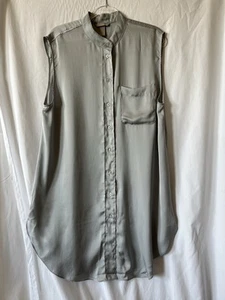 H&M Damen Satin Kleid groß grau seidig Knopfleiste leicht leicht - Bild 1 von 9