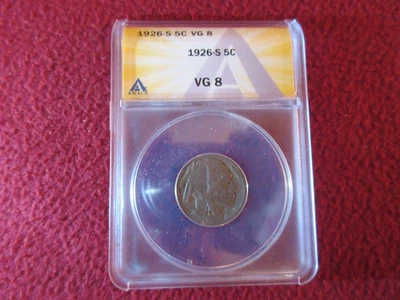 1926-s Buffalo Nickel.  In ANACS Holder.  VG 8. - Image 1 of 4