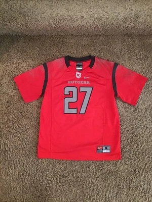 Nike Team Youth Boys Red and Black Rutgers Football Jersey Size Medium - Image 1 of 2