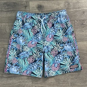 Vineyard Vines Boys Large 16 Seaturtle Piped Printed Chappy Swim Trunks - Picture 1 of 12