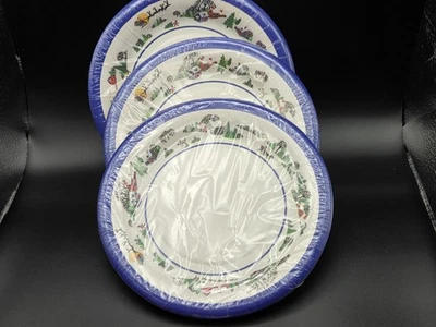 Lote 36 Platos de Papel Navidad Lenox 8" Pueblo Nuevos 3 Paquetes 12 Almuerzo Fiesta Foto 1 de 4