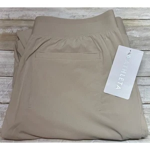 Neu mit Etikett Athleta Brooklyn Heights hoch geschnittene Jogginghose Größe 14 Tall Abalone beige hellbraun - Bild 1 von 8