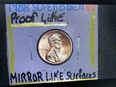 1988 Super gem Red Lincoln Cent With Proof Like Surfaces - Image 1 of 3