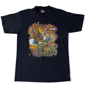 Vintage 1988 Harley Davidson Holoubek Eagle vs Dragon T-Shirt DEADSTOCK Large - Bild 1 von 10